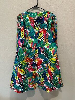 Lauren Ralph Lauren tropical print cotton cover up Sz XL EUC